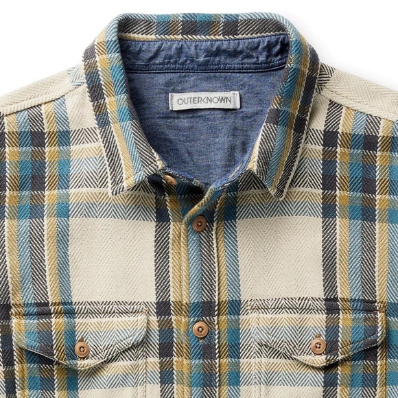 NWT Outerknown Blanket Shirt in Sandrift Nolan Plaid size Small - Picture 9 of 11